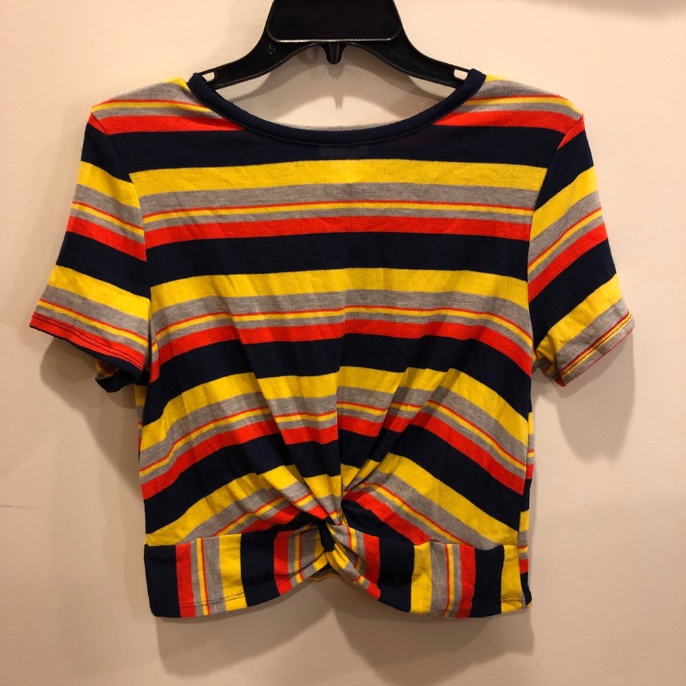 Striped Crop Top with Front Twist